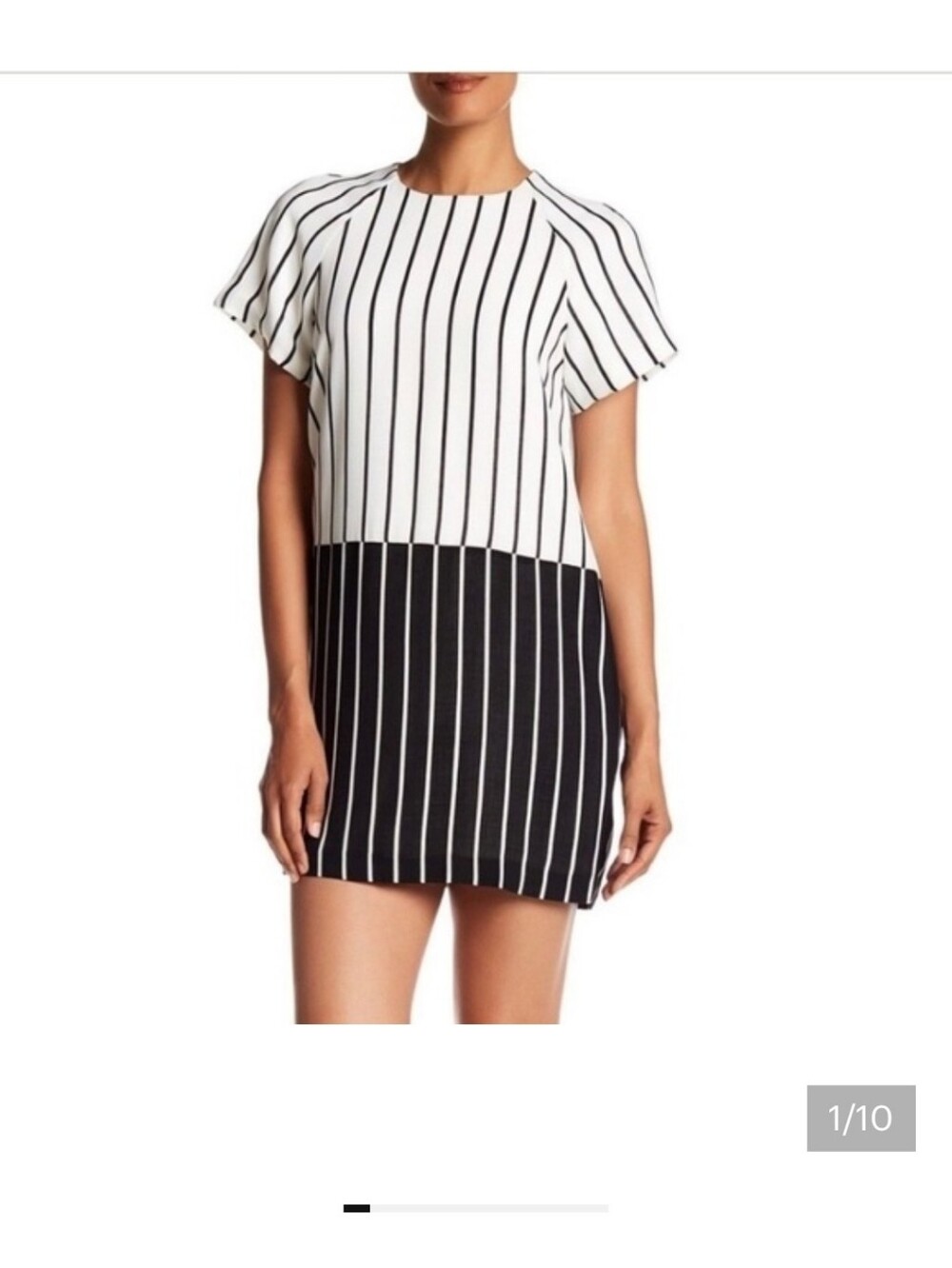 ALI & JAY Black and White Vertical Stripe Colorblock Dress